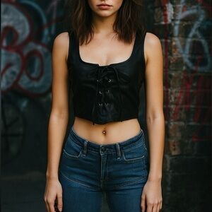 Revamped Pleather Cropped Corset Top